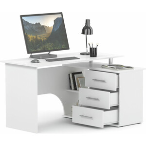 Стол компьютерный СОКОЛ КСТ-09 белый правый компьютерный стол woodville
