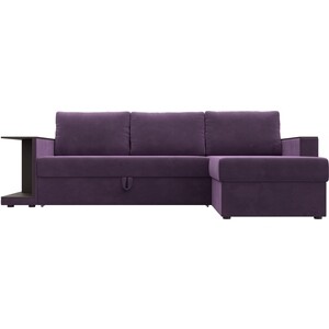 Угловой диван АртМебель Атланта С микровельвет фиолетовый правый угол