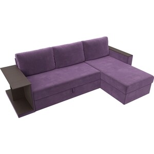 Угловой диван АртМебель Атланта С микровельвет фиолетовый правый угол