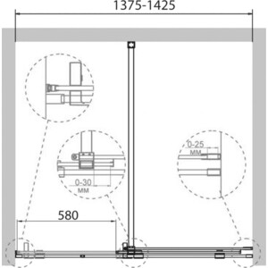 Душевая дверь Cezares Stream BF-1 140 прозрачная, хром (STREAM-BF-1-140-C-Cr)