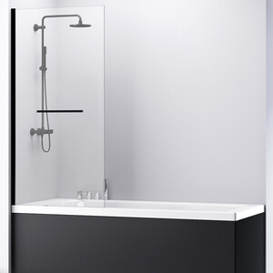 Шторка для ванны Abber Immer Offen 80х140 профиль черный, стекло прозрачное (AG70080B) шторка для ванной fixsen design flux fx 2511