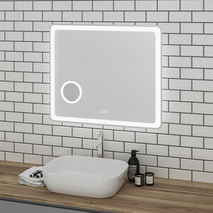 Зеркало Grossman Leo 80х80 LED сенсор, подогрев, увеличительное стекло (168080)