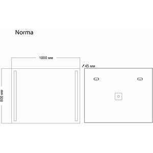 Зеркало Grossman Norma 100х80 LED с механическим выключателем (1010080)