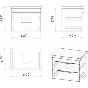 Мебель для ванной Grossman Кросс 65х47 бетон