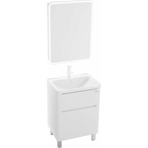 Мебель для ванной Grossman Адель 60х45 напольная, два ящика, белая мебель для ванной grossman лофт 90х48 gr 3015 веллингтон
