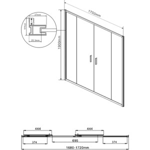 Душевая дверь Vincea Garda VDS-1G2 170х190 прозрачная, хром (VDS-1G2170CL)