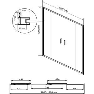 Душевая дверь Vincea Garda VDS-1G2 190х190 прозрачная, хром (VDS-1G2190CL)