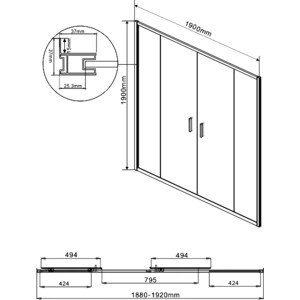 Душевая дверь Vincea Garda VDS-1G2 200х190 прозрачная, хром (VDS-1G2200CL)