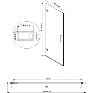 Душевая дверь Vincea Flex VDP-1F 90х200 прозрачная, хром (VDP-1F900CL)