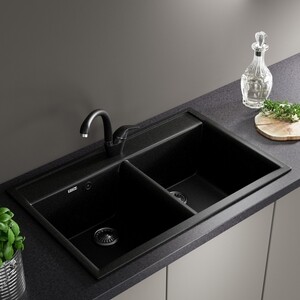 Кухонная мойка ZOX ZX-GM 10 78х51 двухчашевая черная (4630085462200)