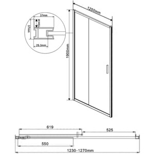 Душевая дверь Vincea Garda VDS-1G 125х190 рифленная Шиншилла, хром (VDS-1G125CH)