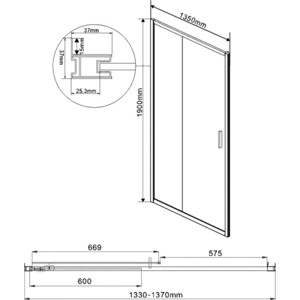 Душевая дверь Vincea Garda VDS-1G 135х190 рифленная Шиншилла, хром (VDS-1G135CH)