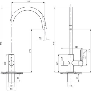 Смеситель для кухни Mixline MLSS-03202 под фильтр, черный (4627173718677)