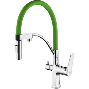 Смеситель для кухни Lemark Comfort с гибким изливом, под фильтр, зеленый (LM3074C-Green) смеситель для ванны dorff comfort d8010000
