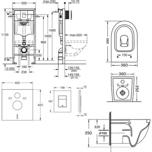 Комплект унитаза Grossman GR-4455MS Grohe Rapid SL с тонким сиденьем-микролифт, белый матовый, клавиша хром