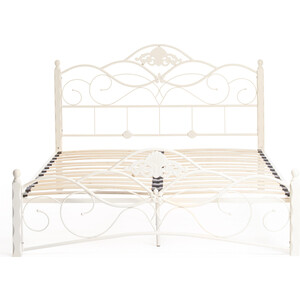 Кровать TetChair Canzona Wood slat base дерево гевея/металл 160x200 (Queen bed) белый (butter white)
