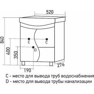 Тумба под раковину Mixline Классик 46х27 белая (4640030867257)