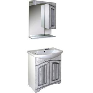 Мебель для ванной Mixline Крит 65 белая, патина серебро зеркало шкаф mixline крит 55 патина серебро 4640030868285