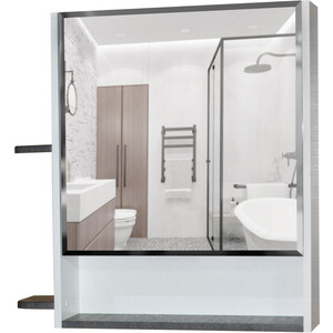 Зеркальный шкаф Mixline Сура 70х70 с подсветкой, белый/графит зеркальный шкаф style line стокгольм 80х70 графит софт 4650134473384