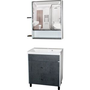 Мебель для ванной Mixline Сура 70 белая/графит зеркальный шкаф mixline сура 60х70 белый графит 4640030869534