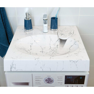 Раковина над стиральной машиной Stella Polar Миро 60х60 с кронштейнами, белый мрамор (SP-00000841) стол журнальный мебелик агами голд белый мрамор
