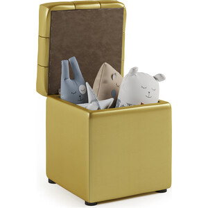 Пуф Шарм-Дизайн Квадро с ящиком золотая экокожа пуф шарм дизайн шарм с ящиком беж