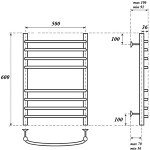 Полотенцесушитель электрический Point П8 500х600 хром (PN05156SE)