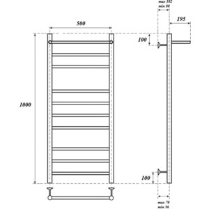 Полотенцесушитель водяной Point П9 500х1000 с полкой, хром (PN10150P)