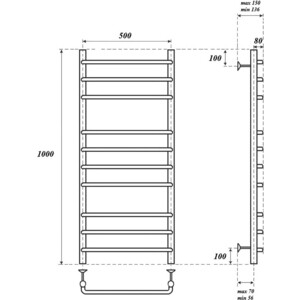 Полотенцесушитель водяной Point П10 500х1000 хром (PN09150)