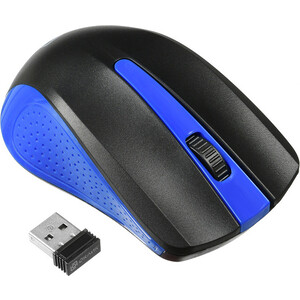 Мышь Oklick 485MW черный/синий оптическая (1000dpi) беспроводная USB для ноутбука (3but) (997826)