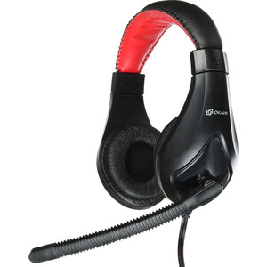 Наушники с микрофоном Oklick HS-L100 черный/красный 2м накладные оголовье (359485) (359485) гарнитура игровая проводная msi immerse gh30 1 5м накладные оголовье s37 2101000 sv1