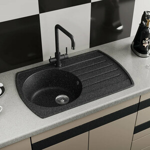 Кухонная мойка и смеситель GreenStone GRS-23-308, GS-001-308 черный