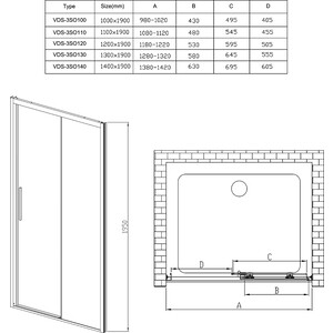 Душевая дверь Vincea Soft VDS-3SO 140х195 прозрачная, хром (VDS-3SO140CL)