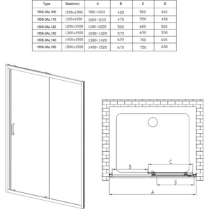 Душевая дверь Vincea Alpha VDS-3AL 150х190 прозрачная, хром (VDS-3AL150CL)