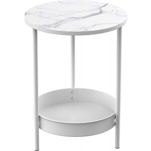 Прикроватный (журнальный) столик Eureka DSN-03777 white журнальный столик genglass круглый с металлическим белым подстольем и черной столешницей genglass trubis wood ggt 03 3 2 m 80