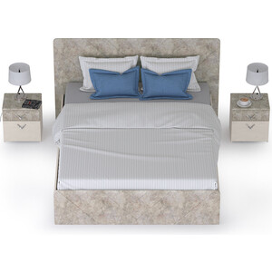 Комплект Моби Амели кровать 11.31 + ортопед + две тумбочки цвет шелковый камень/бетон чикаго беж