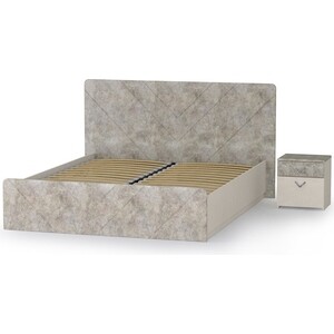 Комплект Моби Амели кровать11.31 + ортопед + тумбочка цвет шелковый камень/бетон чикаго беж