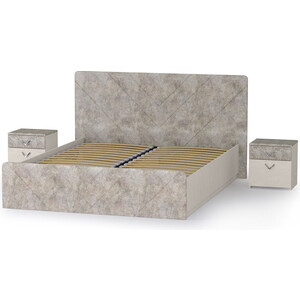 Комплект Моби Амели кровать 11.31 + подъемный ортопед + две тумбочки цвет шелковый камень/бетон чикаго беж
