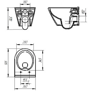 Унитаз подвесной безободковый Cersanit City Oval тонкое сиденье микролифт (63114)