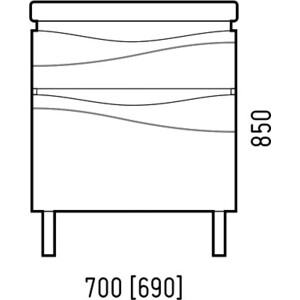 Тумба с раковиной Corozo Омаха 70 Z2 белый/металлик (SD-00000800, S-UM-COM70/1-w)