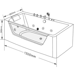 Акриловая ванна Grossman 150х85 с гидромассажем (GR-15085-1)