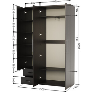 Шкаф трехдверный Шарм-Дизайн Мелодия МКЯ-32/1 150х45 венге