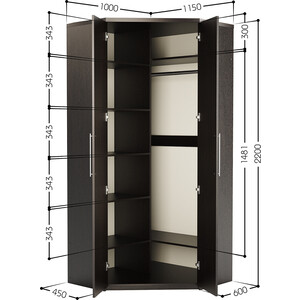 Шкаф угловой двухдверный Шарм-Дизайн Мелодия МУ-22 115х100 венге
