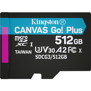 Флеш карта Kingston microSDXC 512Gb Class10 SDCG3/512GBSP Canvas Go! Plus w/o adapter (SDCG3/512GBSP) карта памяти 512gb kingston microsdhc 170r a2 u3 v30 canvas go plus sdcg3 512gbsp