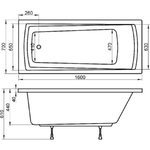 Акриловая ванна Ravak Domino Plus 160х70 белая (C621R00000)