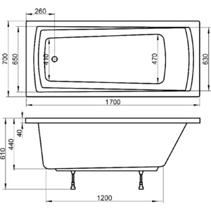 Акриловая ванна Ravak Domino Plus 170х70 белая (C632R00000)