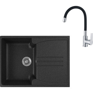 

Кухонная мойка и смеситель GreenStone GRS-40s-308 Haiba HB70112-7 черная, GRS-40s-308 Haiba HB70112-7 черная