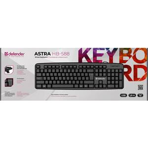 Клавиатура Defender Проводная Astra HB-588 RU, черный, полноразмерная (45588)