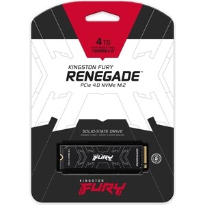 Твердотельный накопитель Kingston SSD Fury Renegade, 4000GB, M.2 22x80mm, NVMe, PCIe 4.0 x4, 3D TLC, R/W 7300/7000MB/s, IOPs 1 000 000/1 (SFYRD/4000G)