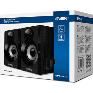 Колонки Sven SPS-517, чёрный, акустическая система 2.0, USB, мощность 2x3 Вт (RMS) (SV-016180)